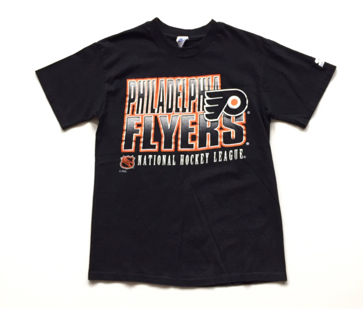 Philadelphia Flyers Starter Short Sleeve T Shirt   Black Orange S