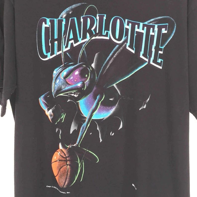90s Charlotte Hornets NBA Basketball Shirt Vintage 1993 Nutmeg Mills S -  StanyStore