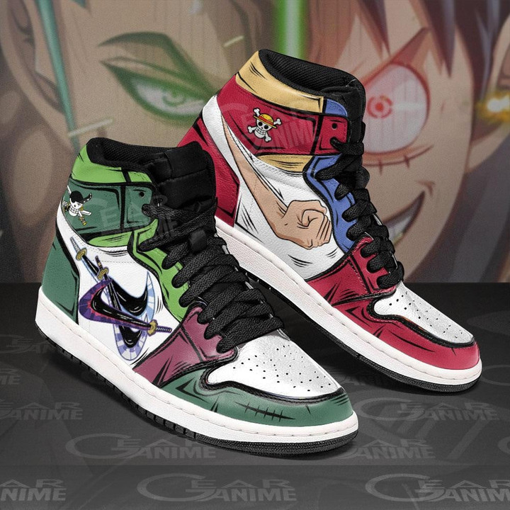 Zoro and Luffy JD1s Sneakers Custom One Piece Anime Shoes