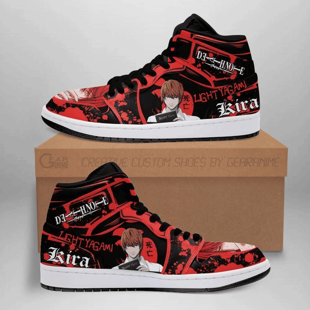 Light Yagami JD1s Sneakers Red Custom Death Note Anime Shoes Fan MN05