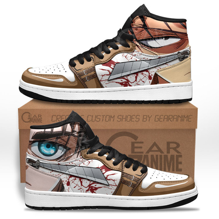 Levi Ackerman and Eren Yeager JD1s Sneakers Attack On Titan Custom Anime Shoes