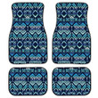 Blue Native Aztec Tribal Pattern Print Front And Back Car Floor Mats