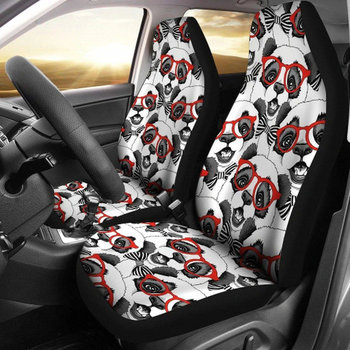 Panda Red Glasses Printed Car Seat Covers
