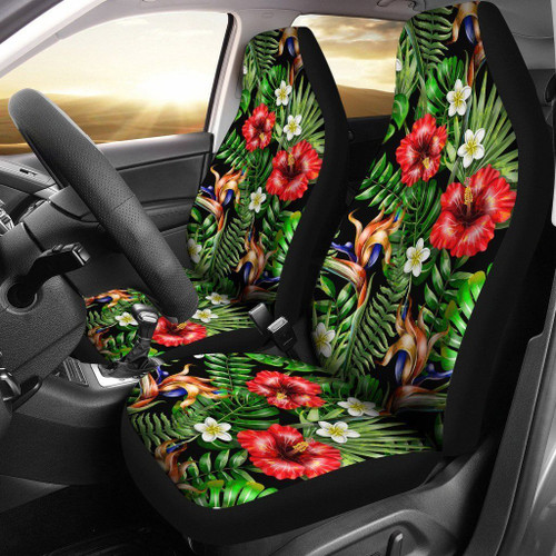 Rainforest Red Hibiscus Printed Car Seat Covers