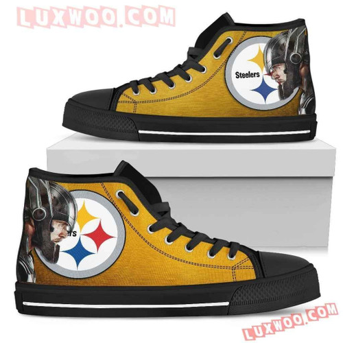 Thor Head Beside Pittsburgh Steelers High Top Shoes Sport Sneakers