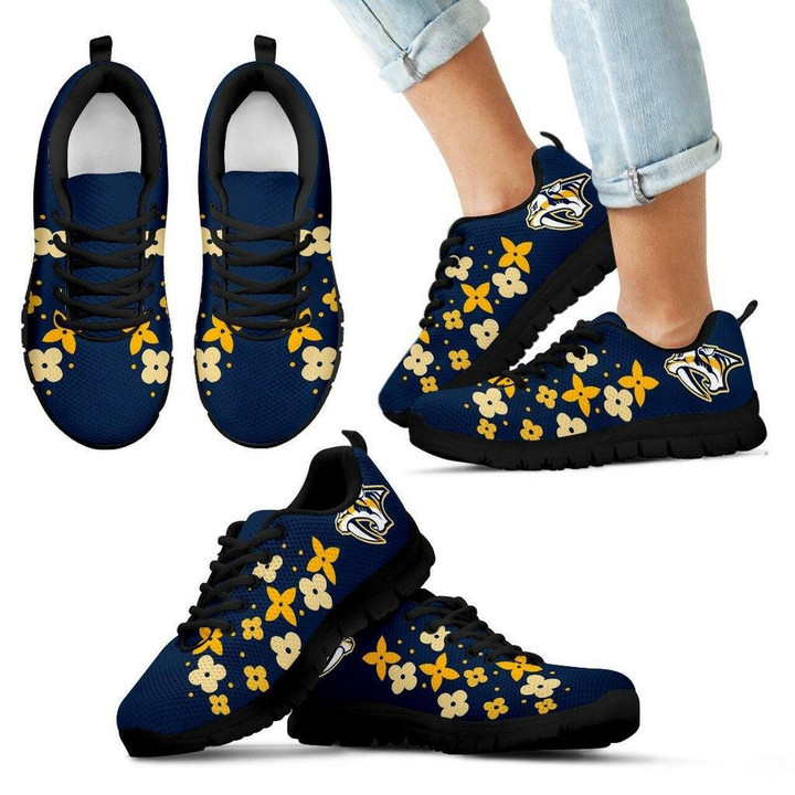 Flowers Pattern Nashville Predators Sneakers Running Shoes For Men, Women Shoes7075