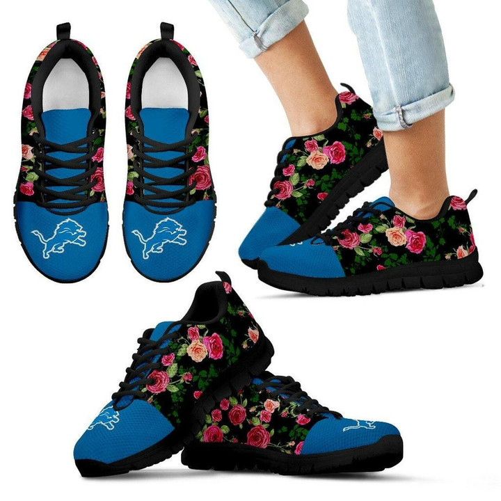 Vintage Floral Detroit Lions Sneakers Running Shoes For Men, Women Shoes7063