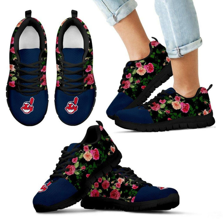 Vintage Floral Cleveland Indians Sneakers Running Shoes For Men, Women Shoes7399