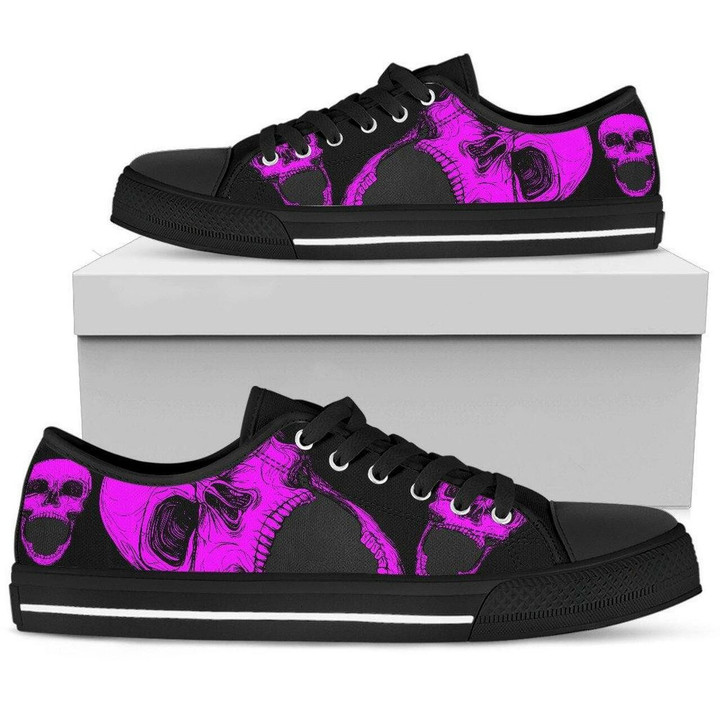 Purple Skulls Low Top Running Shoes For Men, Women Shoes10610