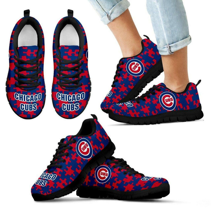 Chicago Cubs Sneakers Puzzle Logo With Running Shoes For Men, Women Shoes12408