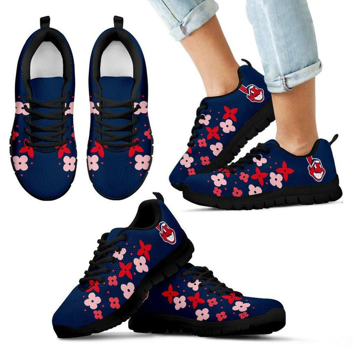 Flowers Pattern Cleveland Indians Sneakers Running Shoes For Men, Women Shoes8054