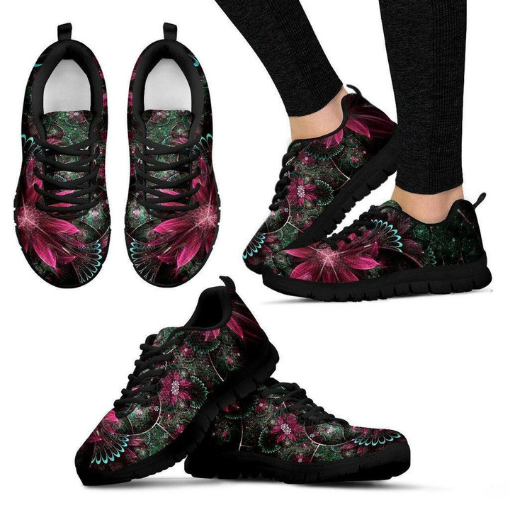 Pink Flower Sneakers Running Shoes For Men, Women Shoes12913