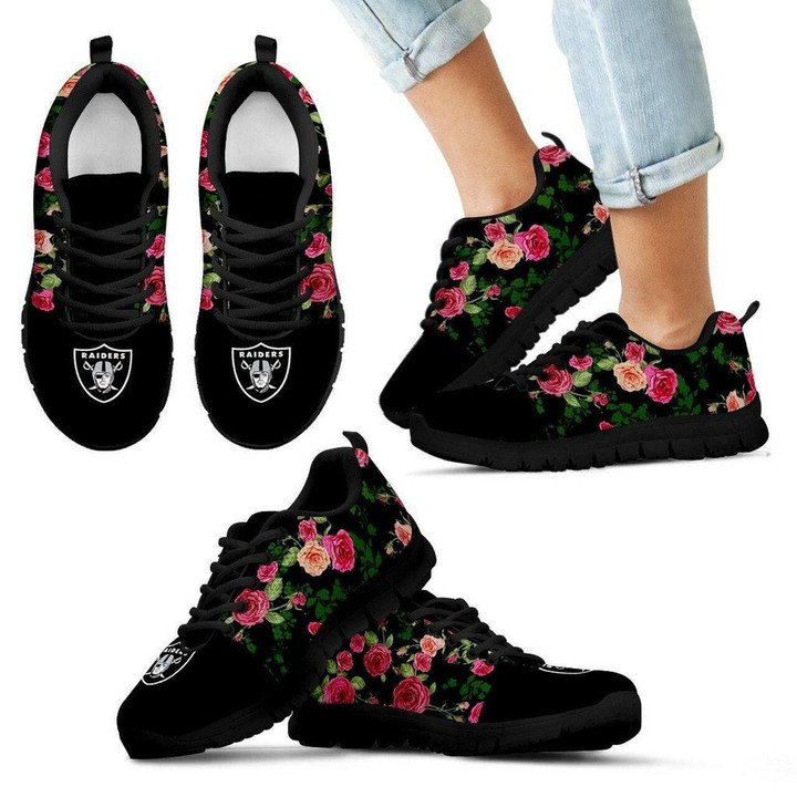 Vintage Floral Oakland Raiders Sneakers Running Shoes For Men, Women Shoes7617