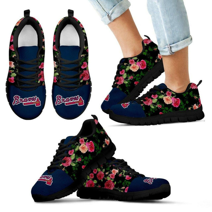 Vintage Floral Atlanta Braves Sneakers Running Shoes For Men, Women Shoes8772