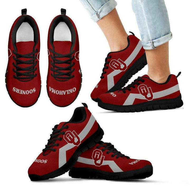 Oklahoma Sooners Sneakers Line Logo Running Shoes For Men, Women Shoes11901