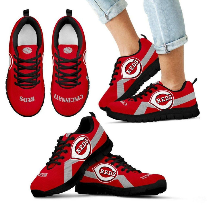 Cincinnati Reds Sneakers Line Logo Running Shoes For Men, Women Shoes11992