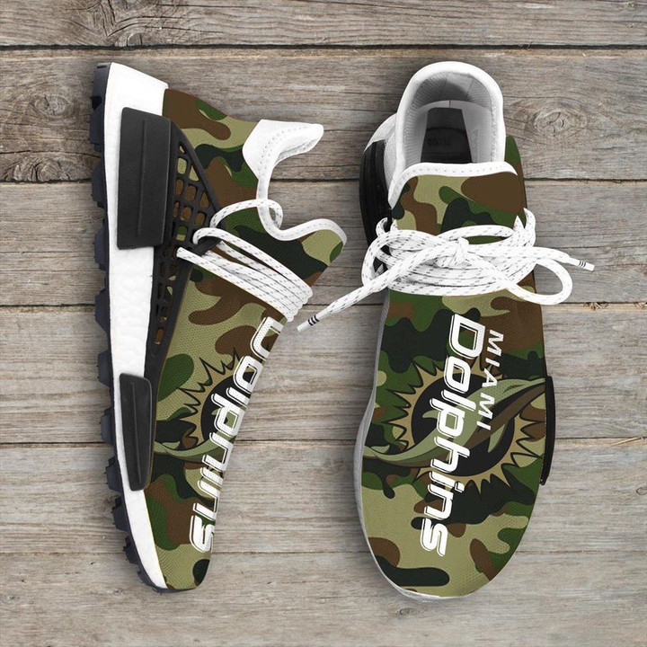 Camo Camouflage Miami Dolphins Nfl Sport Teams Nmd Human Race Sneakers Sport Shoes Running Shoes