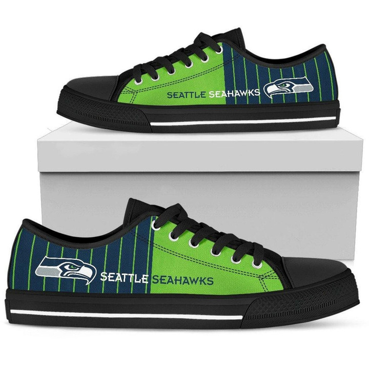 Seattle Seahawks Low Top Shoes Simple Design Vertical Stripes Shoes16171