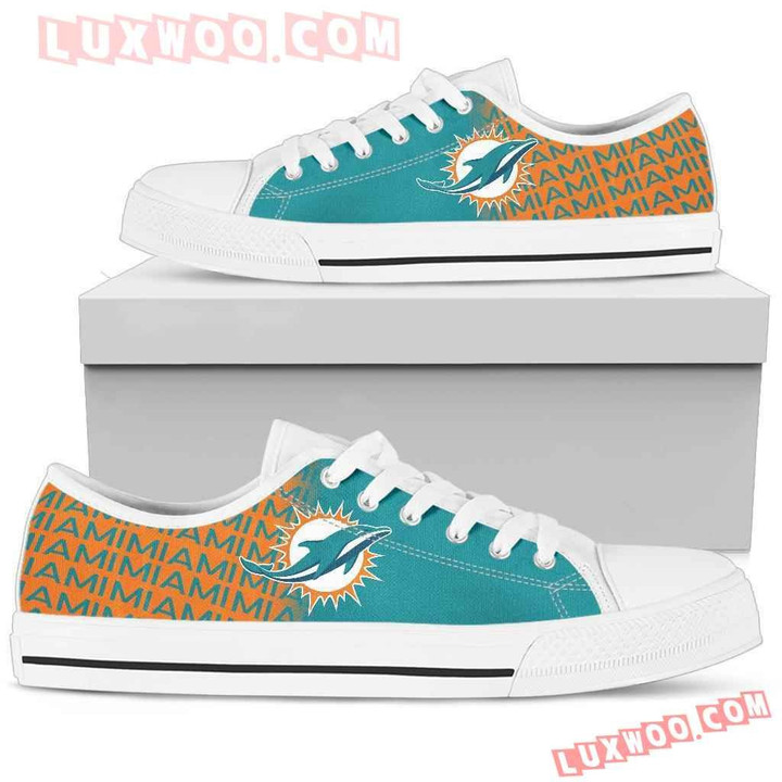 Nfl Miami Dolphins Low Top Shoes Sneaker Sport V1