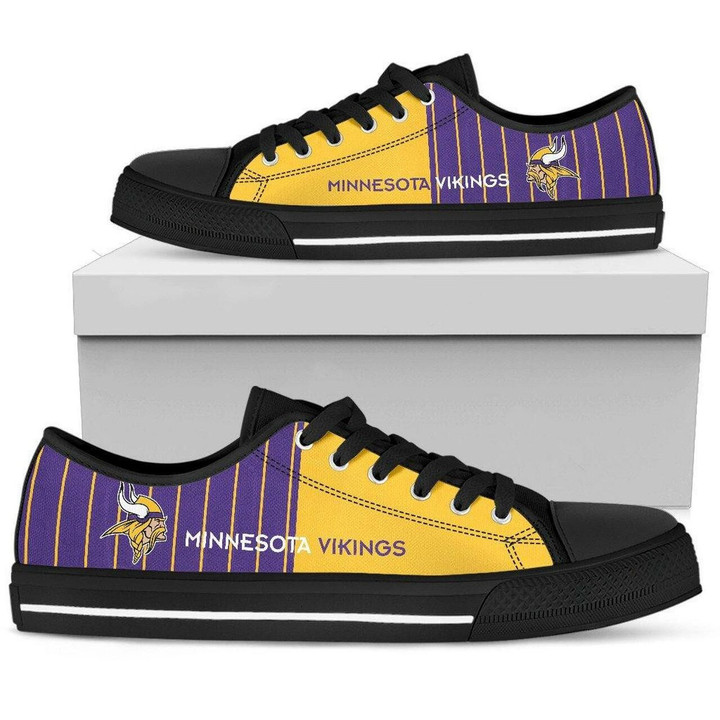 Minnesota Vikings Low Top Shoes Simple Design Vertical Stripes Shoes16149