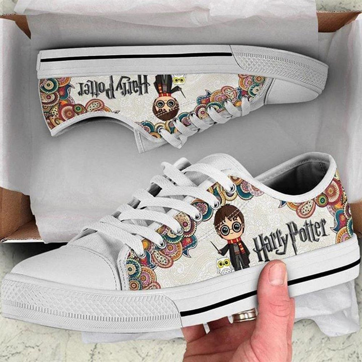 Harry Magical Wizard Potter Mandala Low Top Canvas Shoes For Men And Women Low Top Shoes Wizard Magic Shoes
