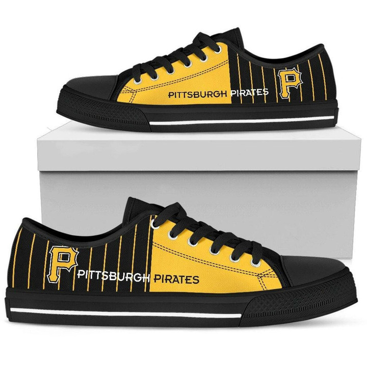 Pittsburgh Pirates Low Top Shoes Simple Design Vertical Stripes Shoes16190