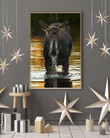Moose In Water Amazing Christmas Gift Poster Canvas - MakedTee