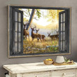 Deers Out Of Window For Hunting Lovers Print Wall Art Decor Canvas - MakedTee
