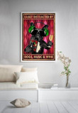 Boston Terrier Easily Distracted By Dogs Music And Wine Printed Wall Art Decor Canvas - MakedTee