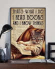 Cat With Books Thats What I Do I Read Books And I Know Things Print Wall Art Canvas - MakedTee