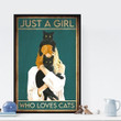 Just A Girl Who Loves Cats Vintage Cat Printed Wall Art Decor Canvas - MakedTee