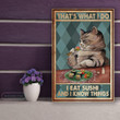 Cute Ginger Cat That'S What I Do I Eat Sushi And I Know Things Vintage Printed Wall Art Decor Canvas Prints