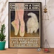 Ballet & Cat There Was A Gile Who Really Loved Cats And Ballet Satin Portrait Wall Art Canvas - MakedTee