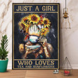 Black Girl Sunflower Just A Girl Who Loves Tea And Sunflowers Satin Portrait Wall Art Canvas - MakedTee