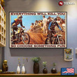Vintage Two Cool Motorcycle Racers Everything Will Kill You So Choose Something Fun Print Wall Art Canvas - MakedTee