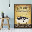 Lazy Kitty Save Water Use Your Tongue Cat Smoke Signs For Home Best Gifts Ever Cat Hanging Cat Satin Portrait Wall Art Canvas - MakedTee
