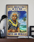Guitar Never Underestimate An Old Man With An Ukulele Wall Art Print Canvas - MakedTee