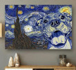 Cute Pitbull Van Gogh The Starry Night Oil Canvas For Dog Lover Wall Art Print Canvas - MakedTee