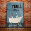 Pitbull Co Bath Soap Wash Your Paws For Pitbull Lovers Wall Art Print Canvas - MakedTee