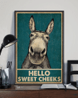 Hello Sweet Cheeks Donkey Desktop Decor Wall Art Print Canvas - MakedTee