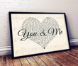 Dave Matthews Band You And Me Lyrics Heart Shape Typography For Fan Poster Wall Art Print Decor Canvas - MakedTee