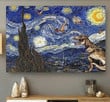 Dinosaur Starry Night Canvas - MakedTee