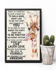Giraffe Today Is A Good Day To Have A Great Day To Smile More Worry Less Remember You Are Awesome Print Wall Art Canvas - MakedTee