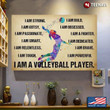 Vintage Watercolour Female Volleyball Player I Am A Volleyball Player I Am Strong I Am Bold I Am Gutsy Print Wall Art Canvas - MakedTee