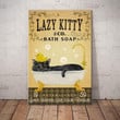 Lazy Kitty Bath Soap Save Water Use Tongue Cat Lover Printed Wall Art Decor Canvas - MakedTee