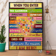 Autism Heart When You Enter You A The Reason I Am Here Satin Portrait Wall Art Canvas - MakedTee