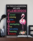 In This Classroom We Are Flamingos Flowers Print Wall Art Decor Canvas - MakedTee