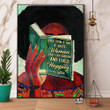 Black Girl Reading Book I Am Enough And Lived Happily Ever After Satin Portrait Wall Art Canvas - MakedTee