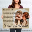 Up Carl And Ellie I Love You The Most Canvas - MakedTee