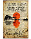 Louis Armstrong What A Wonderful World Guitar Sunset Water Reflection Printed Wall Art Decor Canvas - MakedTee